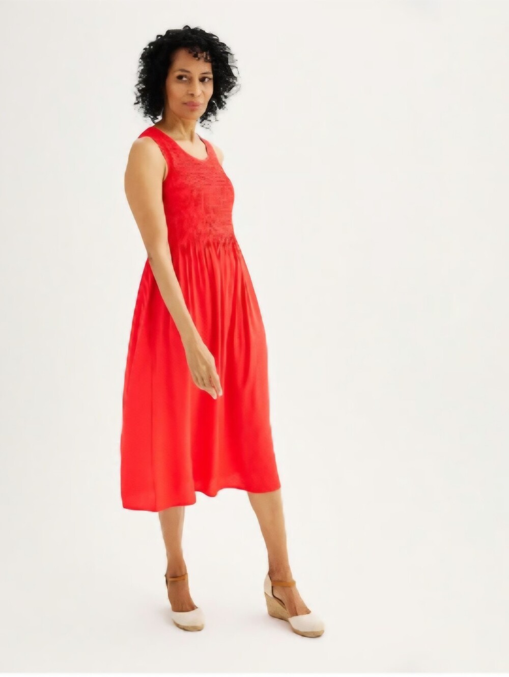 NWT Croft & Barrow Red Smocked Midi Dress Plus Size 1X 💥
